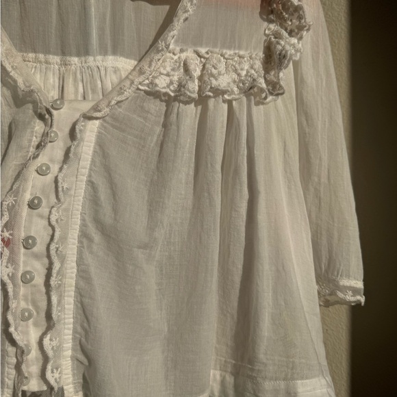 Free People Sheer White Lace Blouse - Picture 10 of 12